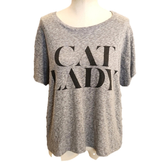 Juniors Zoe + Liv Cat Lady Gray & Black Graphic Tee Size XL - Picture 1 of 12